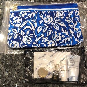 Estee Lauder Skincare Set with Make-Up Bag! Blue Royale & White! New!